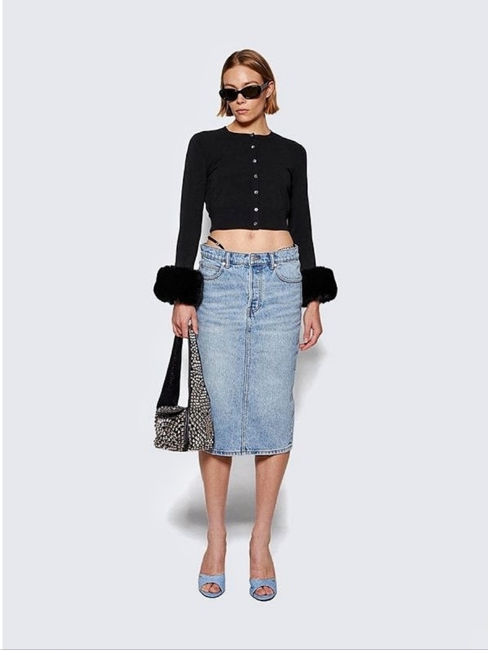 Alexander Wang Thong Strap Denim Midi Skirt
